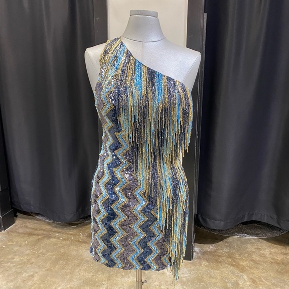 Aleta Couture 721 Fringe Mini - Black/Mercury - Sz 6 - Picture 3 of 10